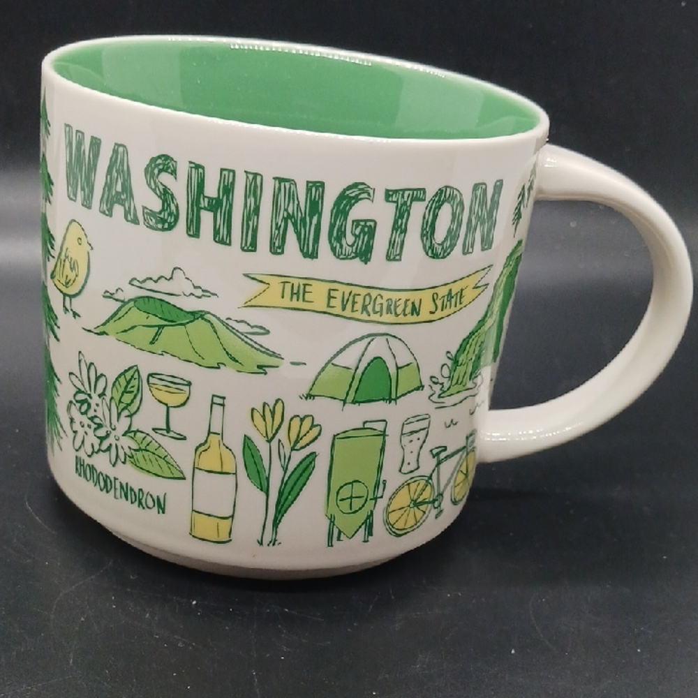 STARBUCK'S Washington State Souvenir Mug -"Been There Series" 2018 White & Green